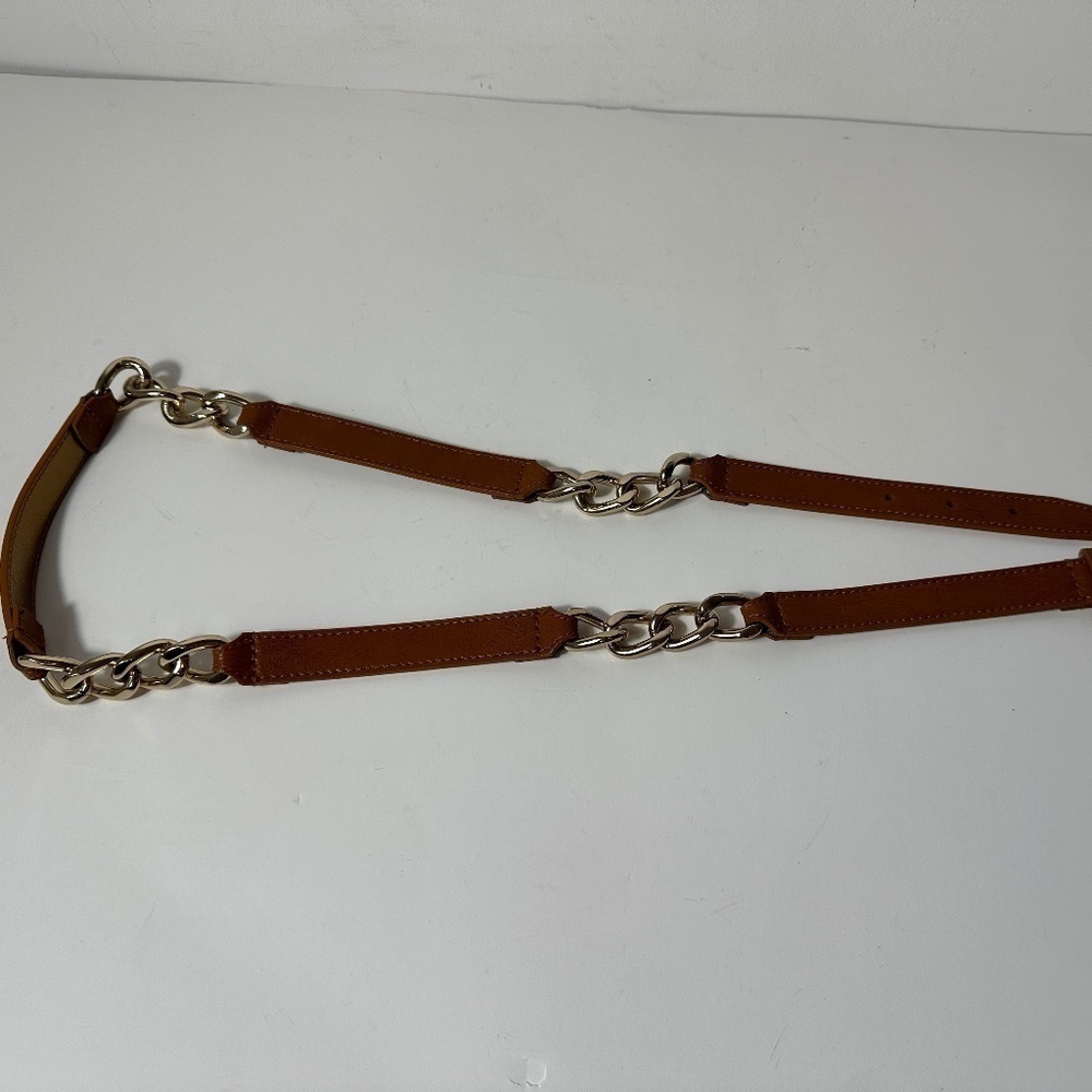 Michael Kors Belt Leather Gold Chain Link Size M 36" - 38"